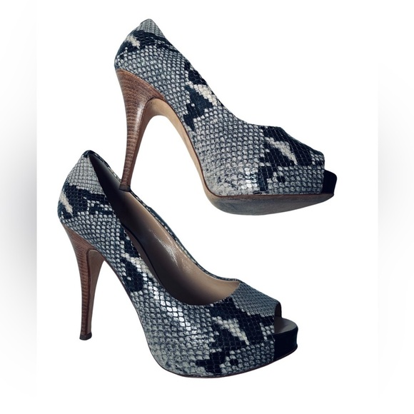 GIUSEPPE ZANOTTI Ash PYTHON Leather Peep Toe NIKA Platform Pumps Heels 6.5 36.5 - Picture 2 of 16